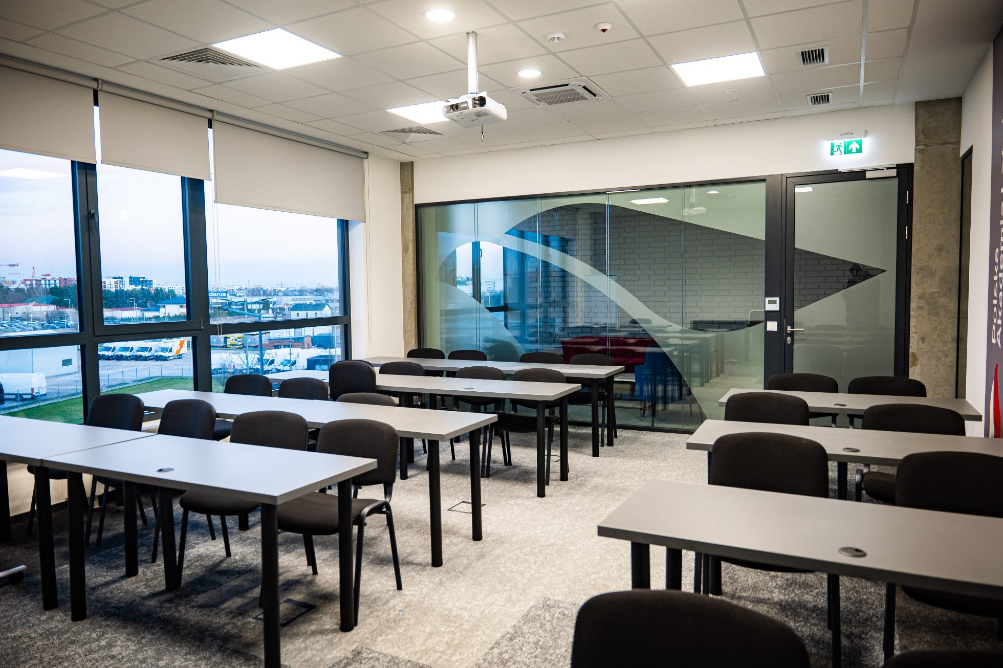 Building of Polish Aviation Academy inside, classroom